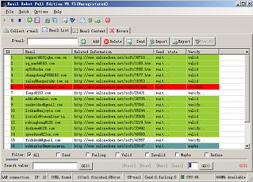 Click to view Email Verifier robot 10.45 screenshot